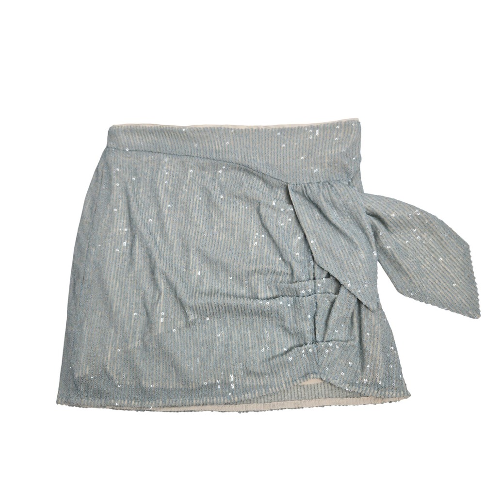 Free People Size 4 Sian Blue Sequin Striped Wrap Party Short Casual Mini Skirt